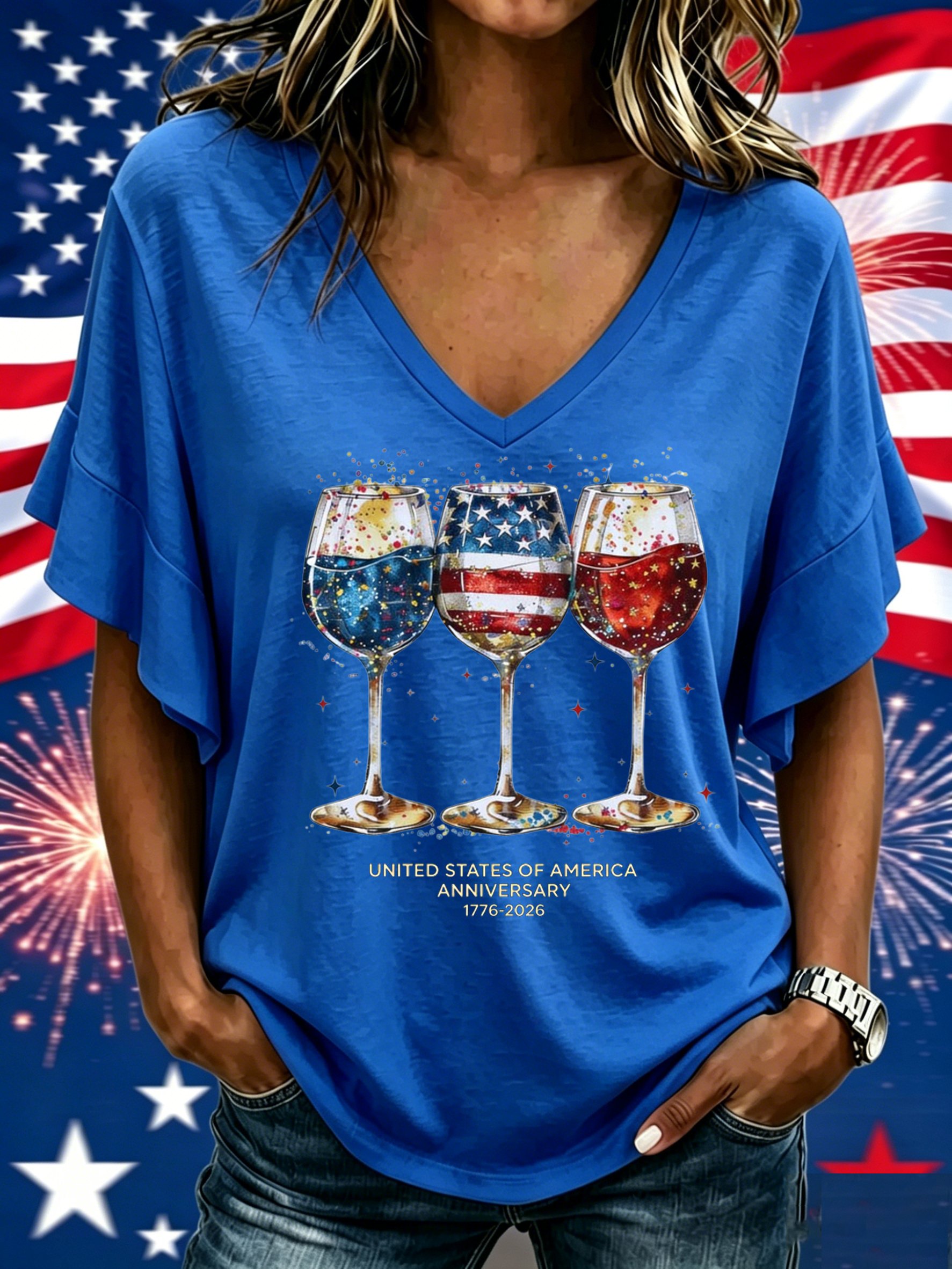 American Flag 250th  Casual T-shirt