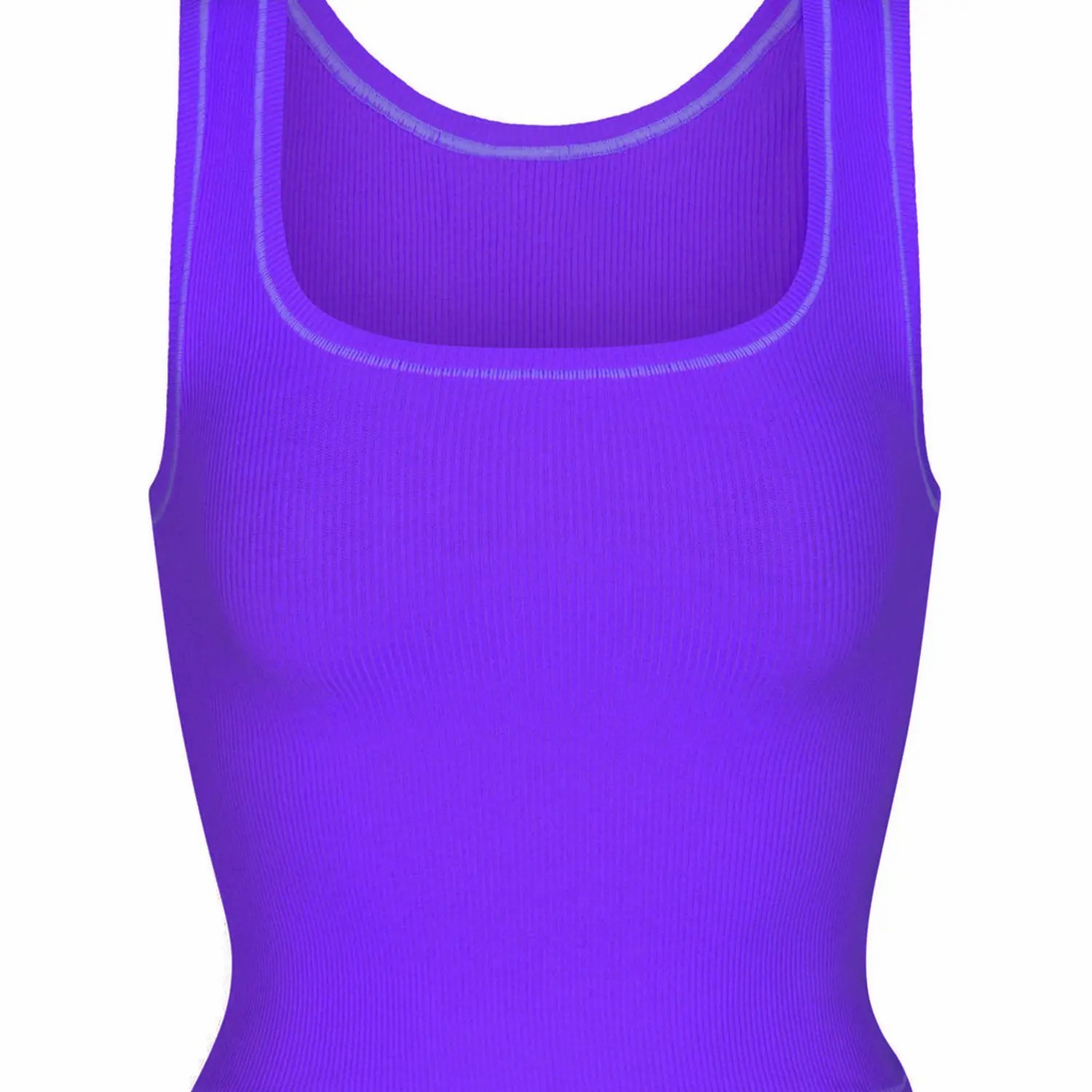 Women Rib Tank Top Padded Workout Top Square Neck Crop Tank Fitted Basic Cami Tops
