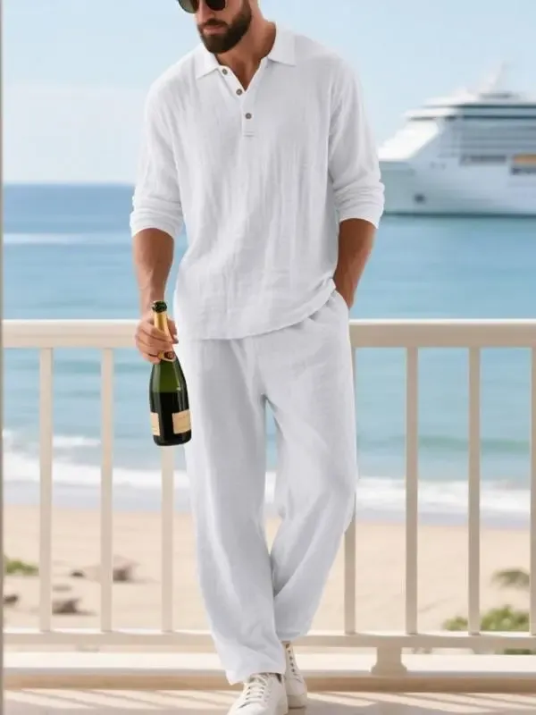 🔥Men's Linen Polo Casual Set