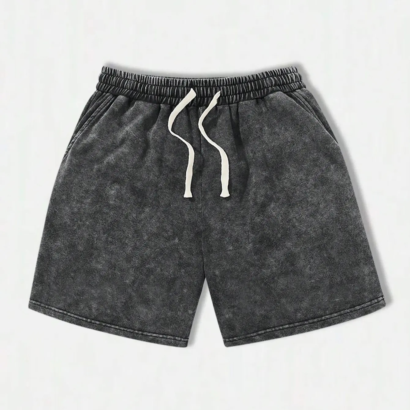 Men’s Snow-Wash Cotton Blend Drawstring Shorts