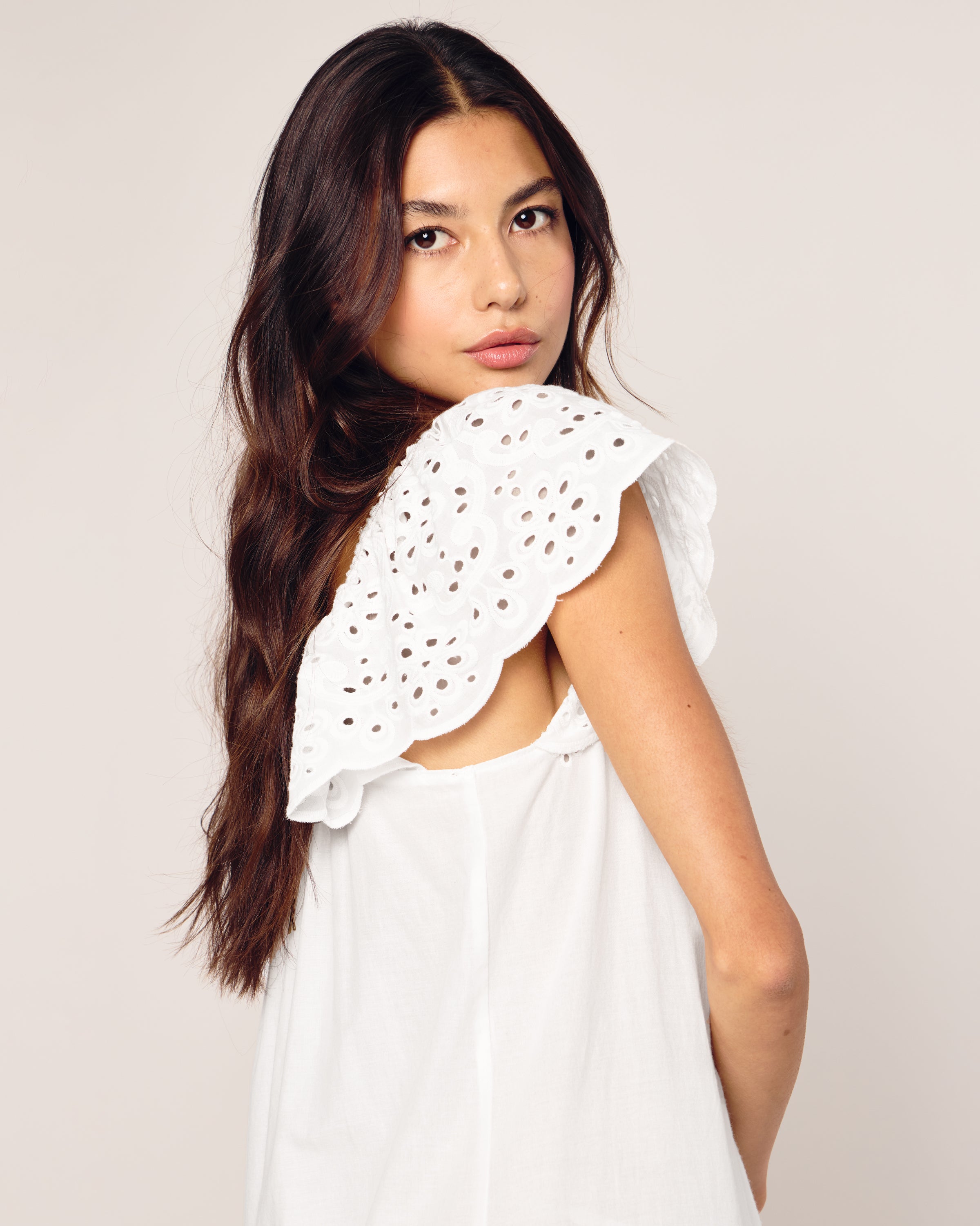 Women's Twill Ava Nightgown in White