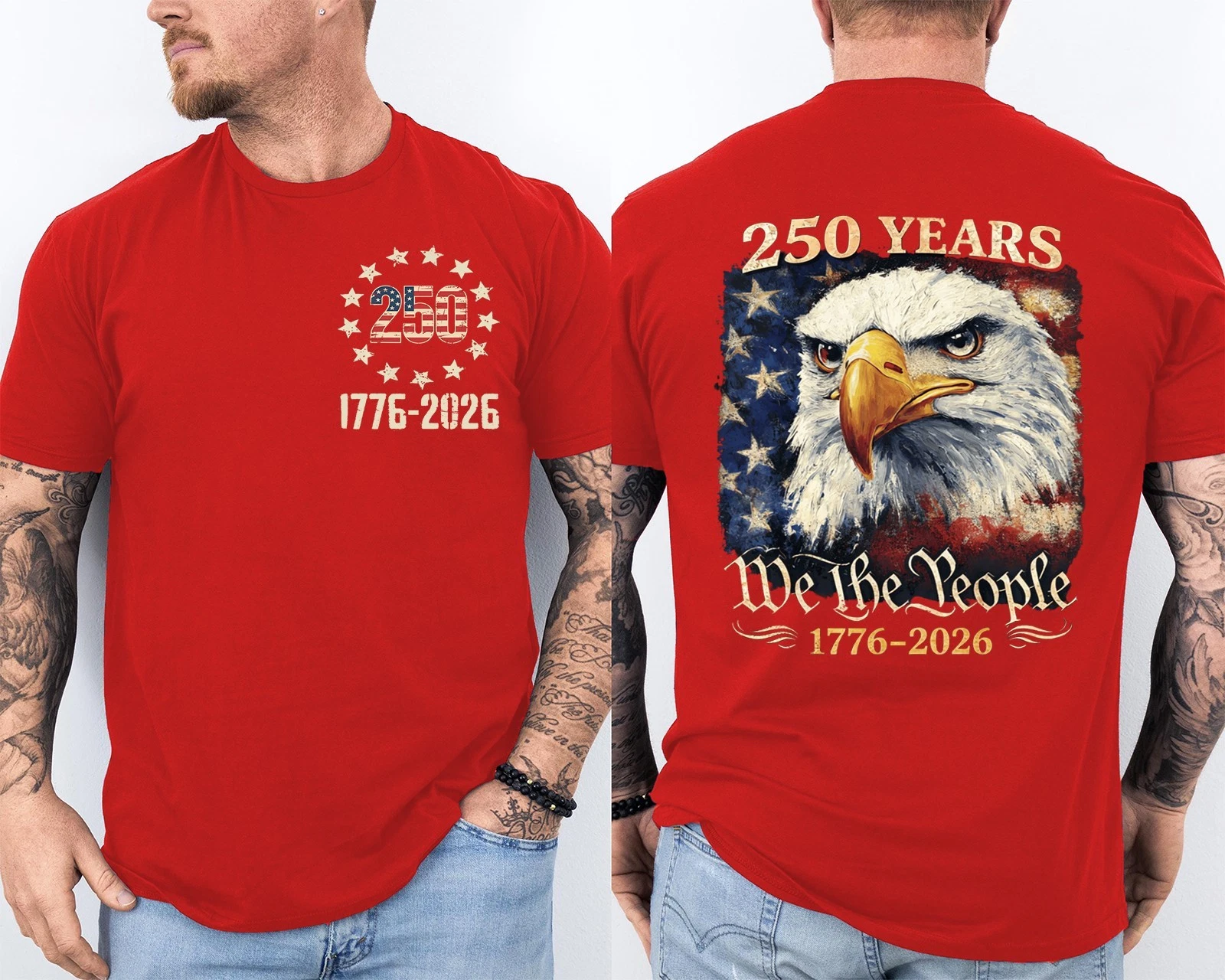 Men'S Casual American 1776-2026 Anniversary Printed Short Sleeved T-Shirt