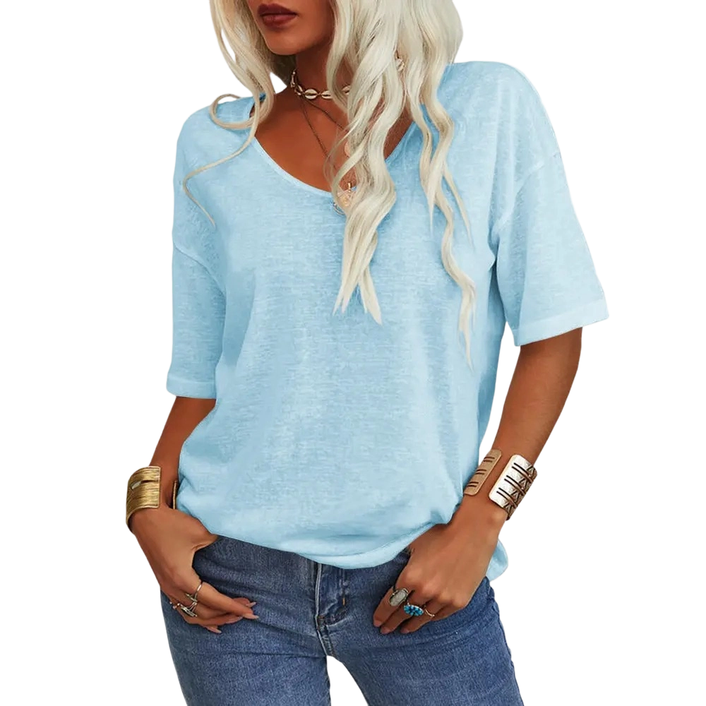Women’s Soft V-Neck Casual Loose Fit T-Shirt