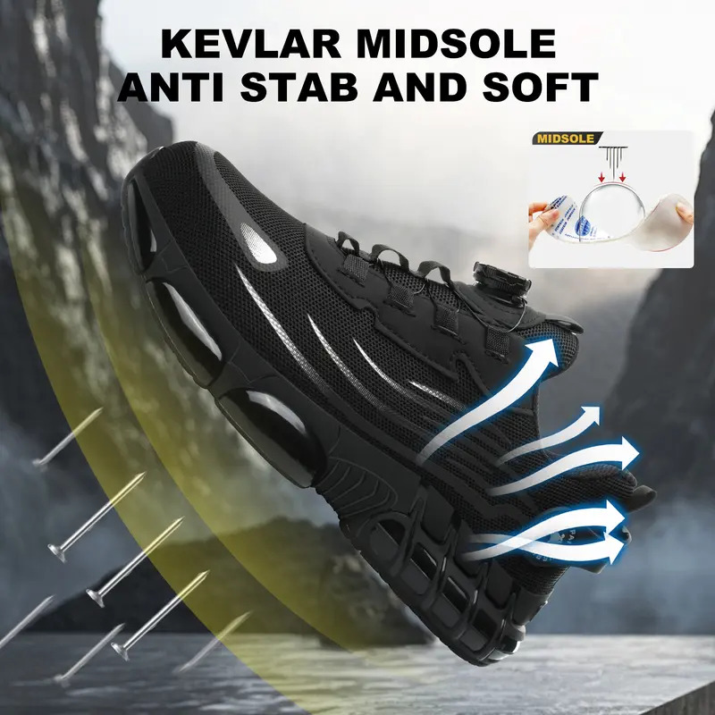 Qingruipai Men's Steel Toe Work Shoes