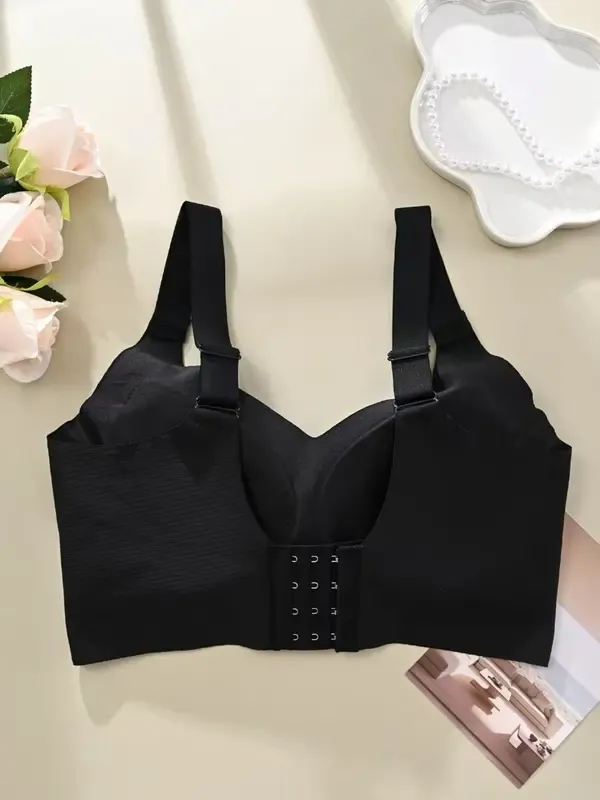 Women's Solid Color Wireless Bra, Comfortable Breathable Push Up Bra