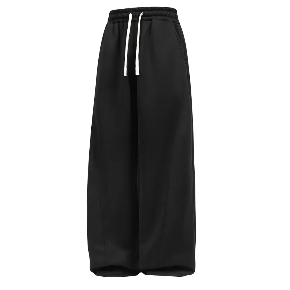 Drawstring Waist Winter Warm Straight Wide-Leg Loose Fit Jogger Pants with Pockets SpringStatements Pink Wide Leg Sweatpants