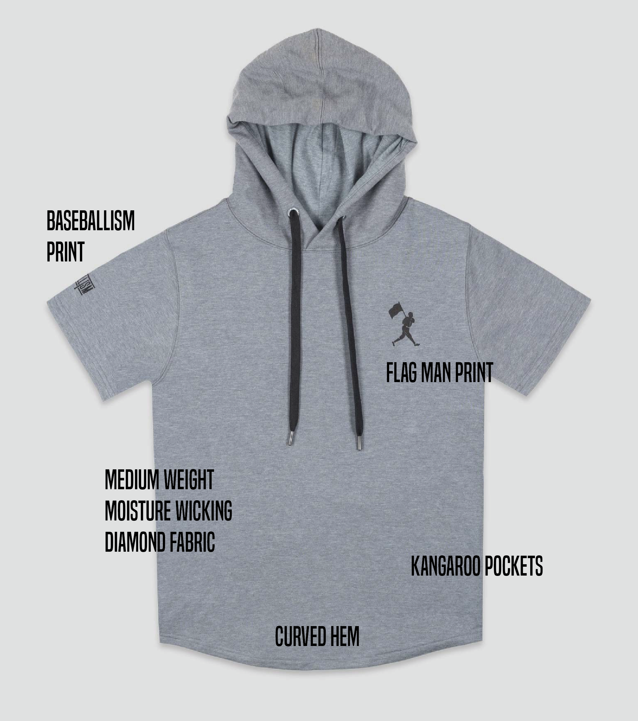 Flag Man Short Sleeve Hoodie (Black) - Youth