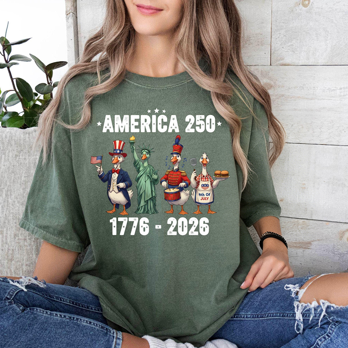 Women's Casual Multi-Color American 250 Printed T-Shirt