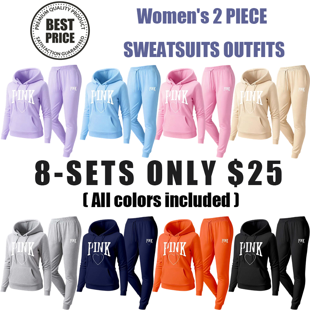 Women's Pink Heart Print Tracksuit