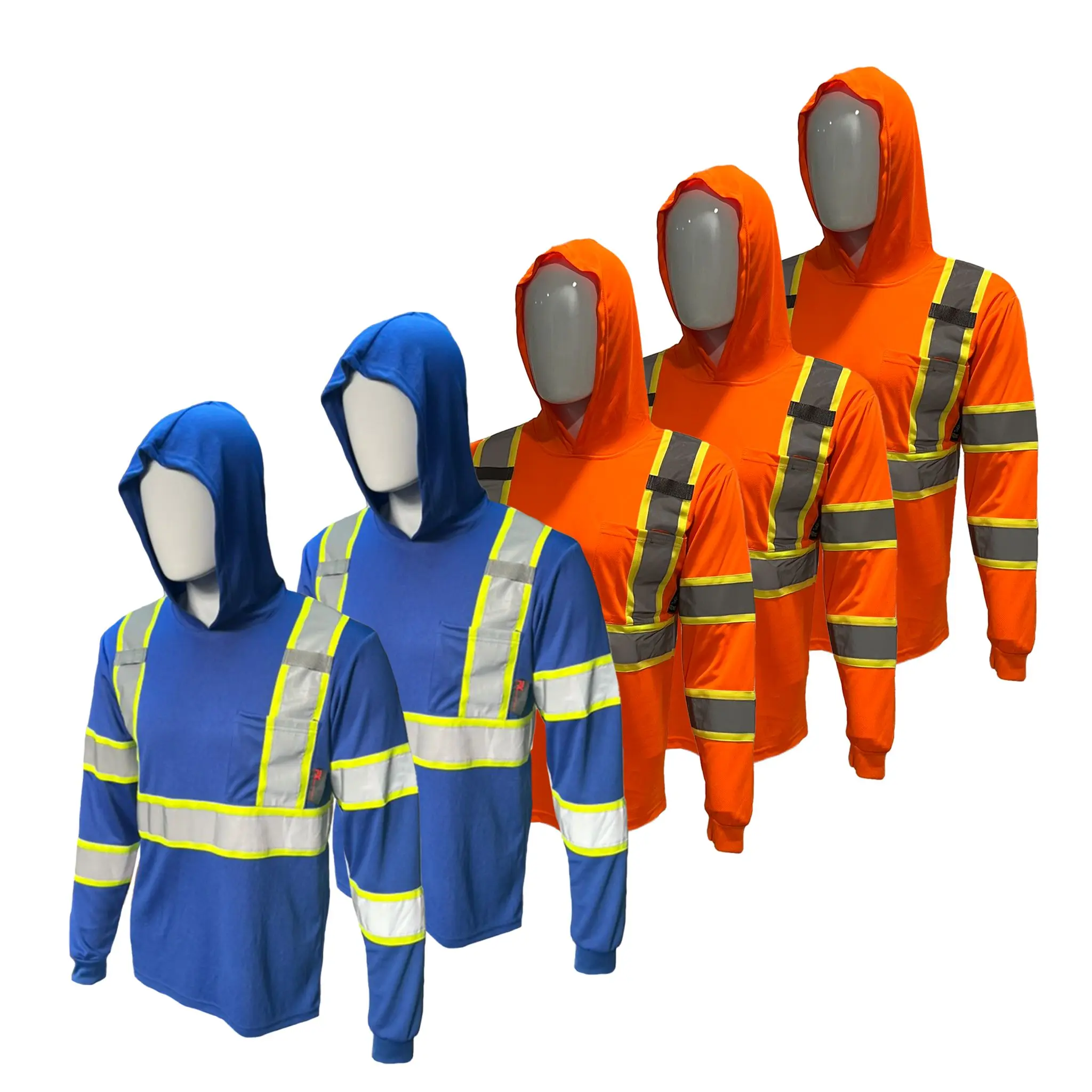 5 PACK SHIRT ST908 High Visibility Hoodie Long Sleeve Safety Shirt with hoodie Polyester Birdeye Mesh in various color