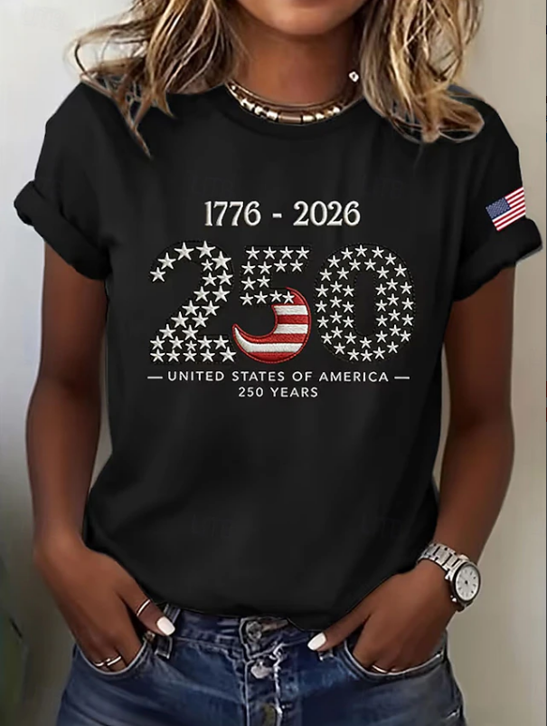 Women's Short Sleeve T-shirt Summer Red Text Letters Printing Jersey Crew Neck Daily Going Out Casual Top
