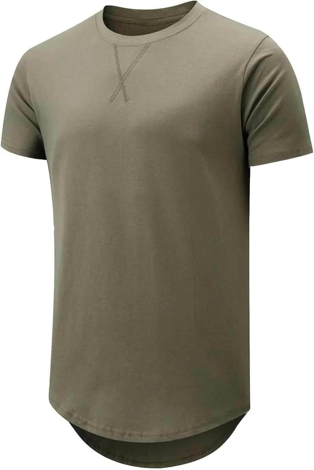 Cotton Hipster Hip Hop Longline Crewneck T-Shirt,Menswear Casual Tshirt Tops