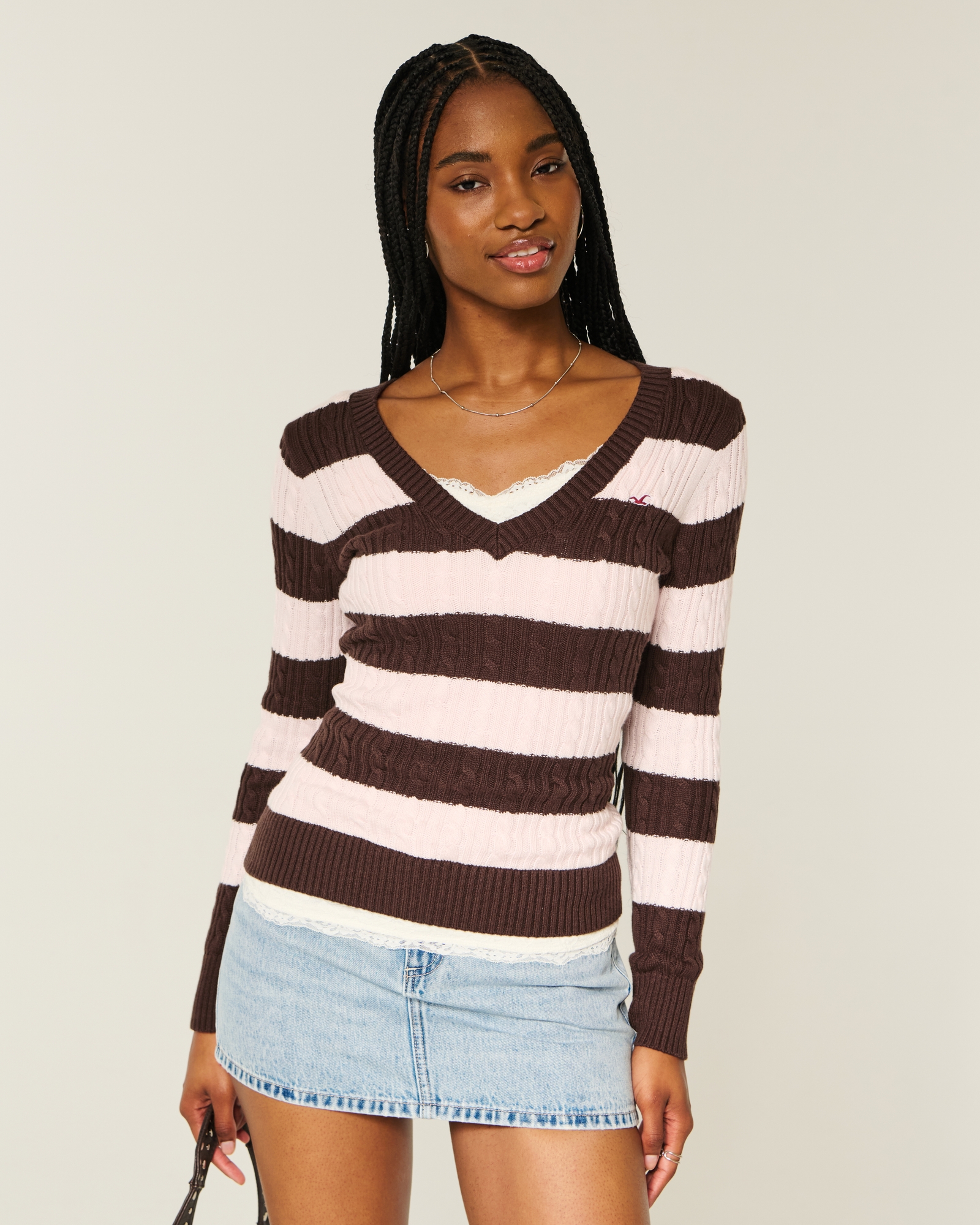 Cable-Knit Icon V-Neck Sweater