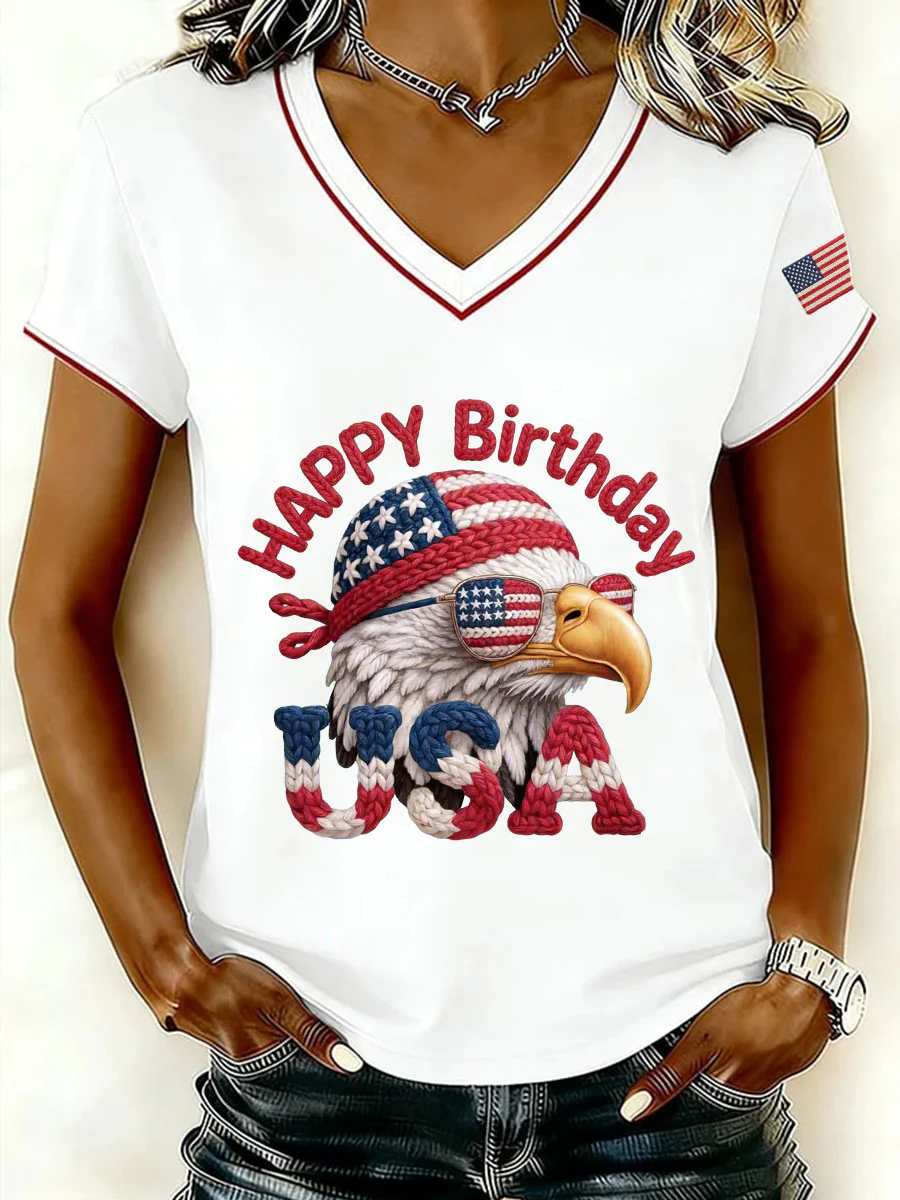 Playful Eagle Head 250Th Anniversary Celebration V-Neck T-Shirt