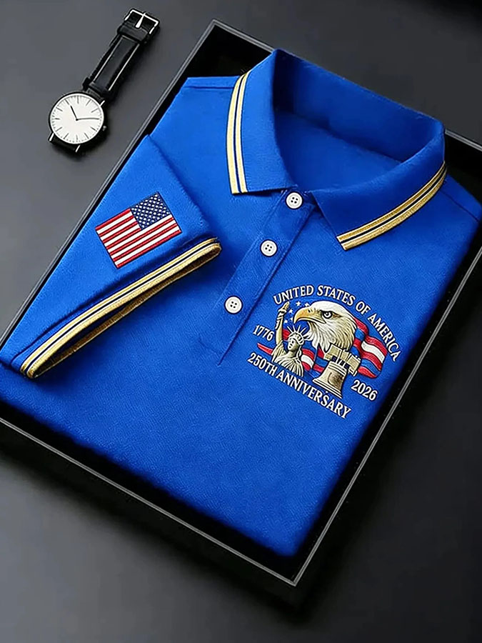 Men'S Casual Independence Day 250Th Anniversary Polo Shirt