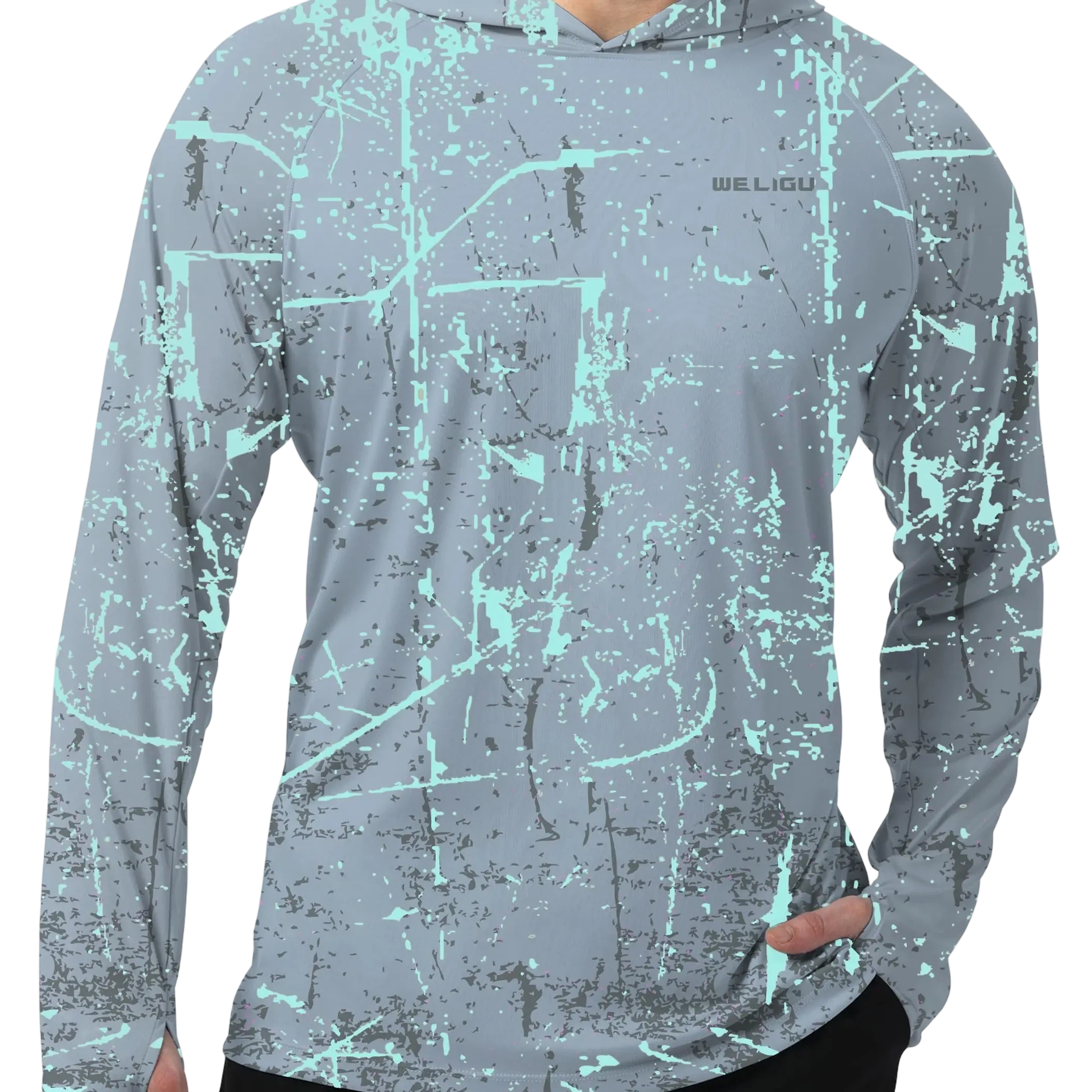 Men's UPF 50+ Sun Protection Hoodie Shirt Long Sleeve SPF Fishing Outdoor UV Hiking Lightweight Shirts