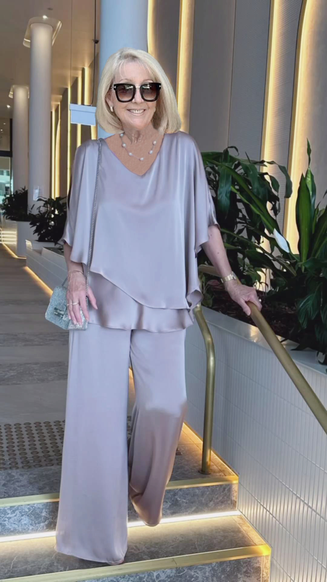 Plus Size Double Layer Tunic Pantsuit