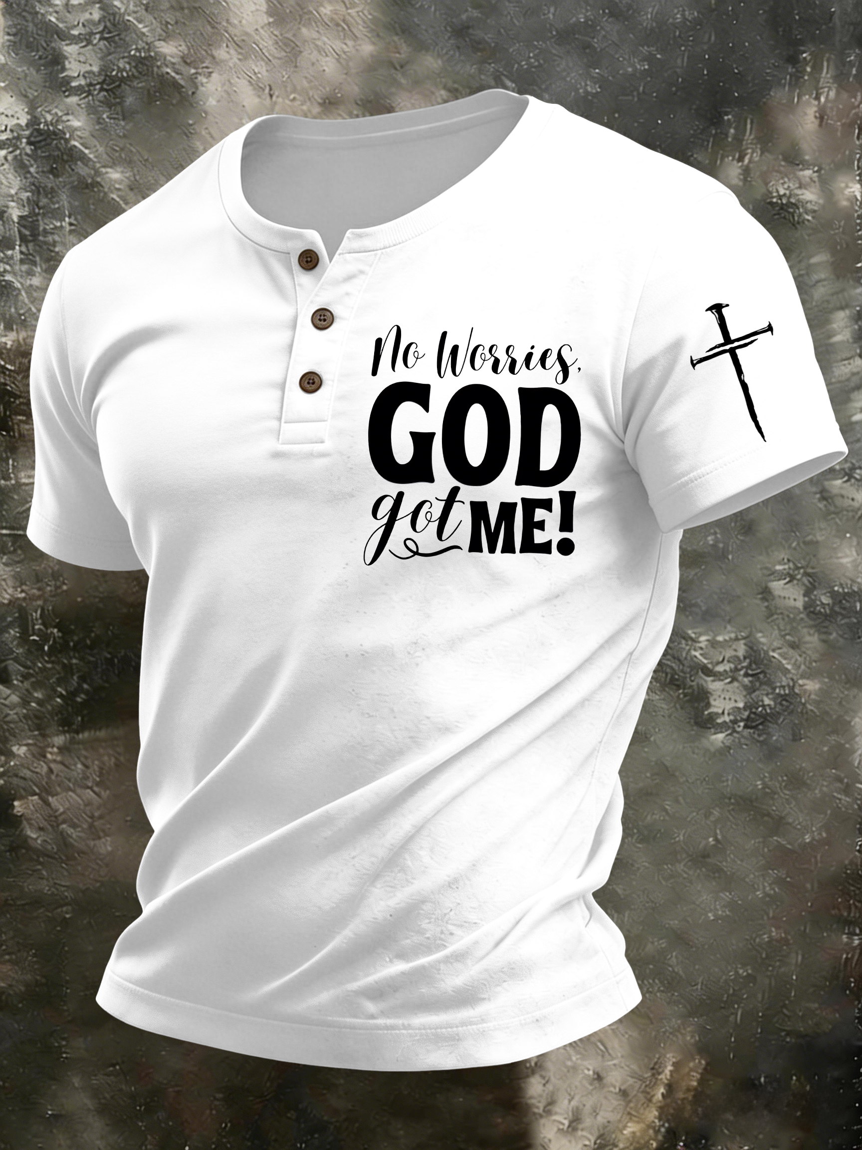 Men'S Casual Faith In Christ Jesus Henry Collar Polo Shirt