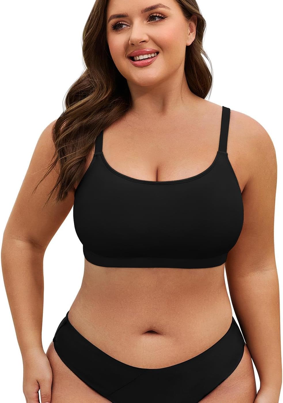 American Trends Plus Size Bikini Top for Women Large Bust Swim Tops Sports Swim Bra with Strong Support