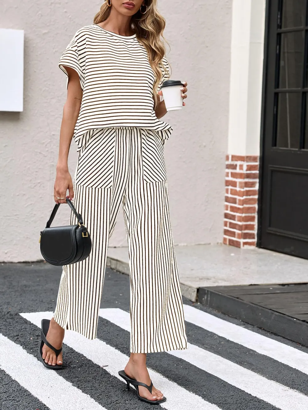 Women's Striped 2 Piece Lounge Set