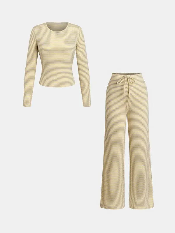 Women's Casual Striped Top & Pants Set