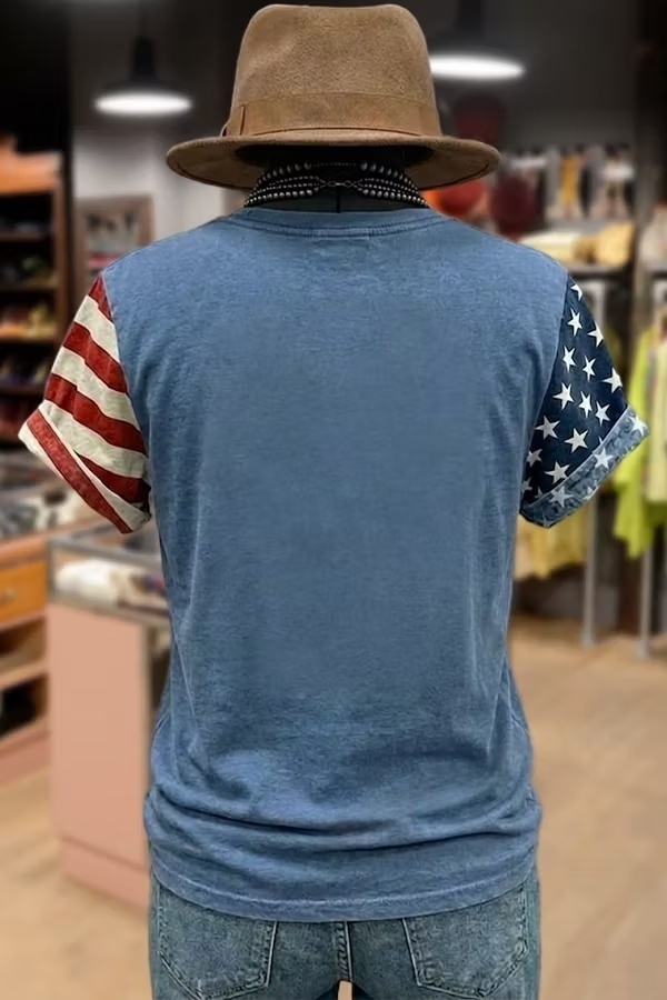 Colorful USA Print Short Sleeve T-Shirt