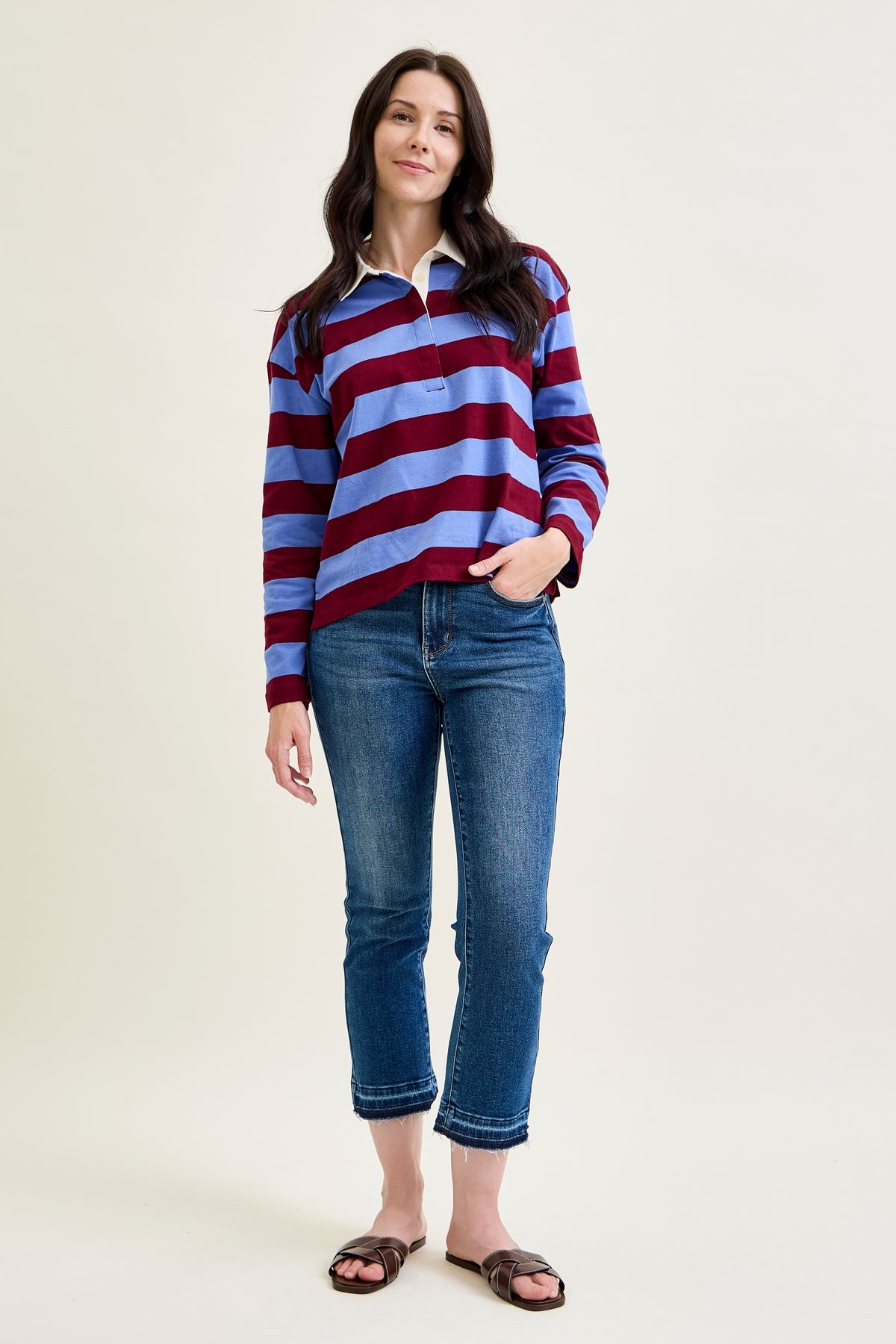 Aurora High Rise Vintage Wash Kick Flare With Released Hem