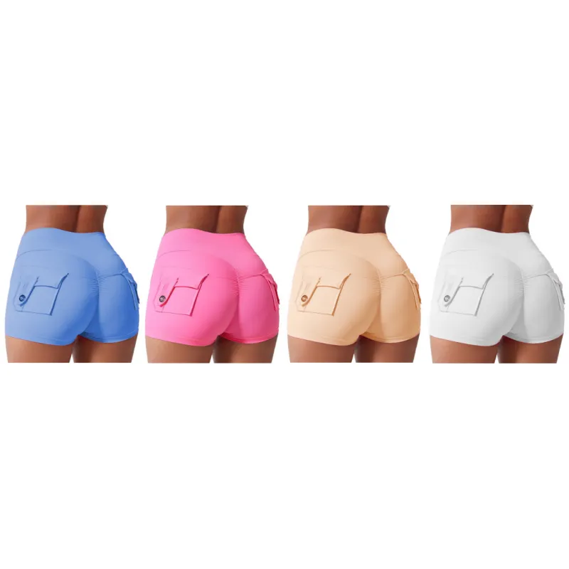 Women's High Waist Ruched Skinny Sports Shorts