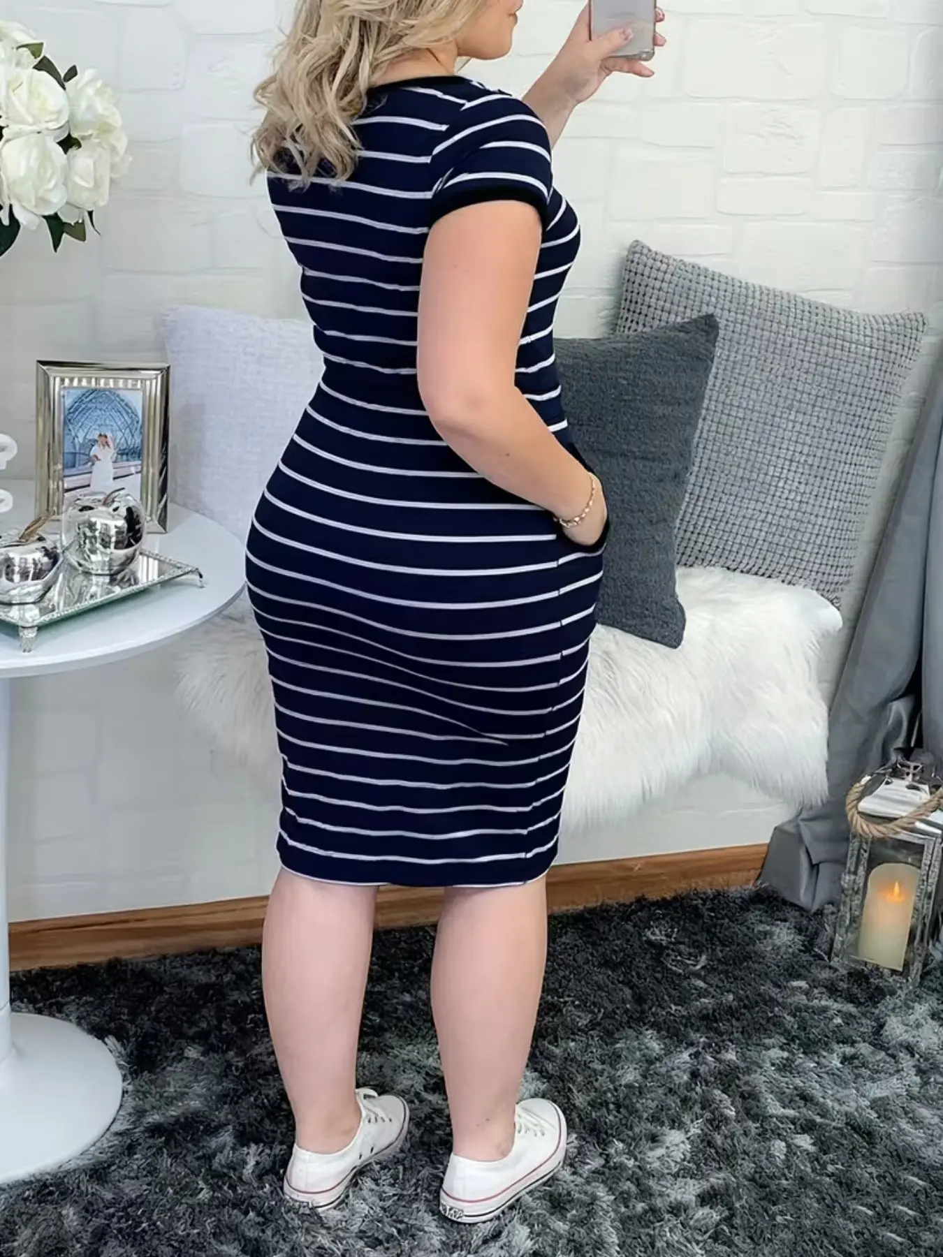 Classic Plaid Bodycon Pocket Dress