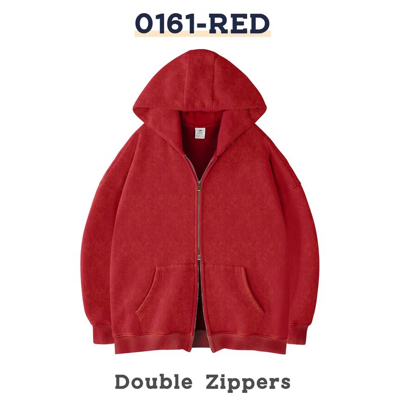 Unisex Oversized Acid Wash Zip Up Hoodie