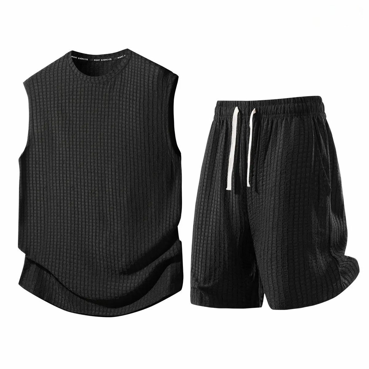 🔥6-Pack Men's Waffle Knit Tank & Shorts Set – Only $24