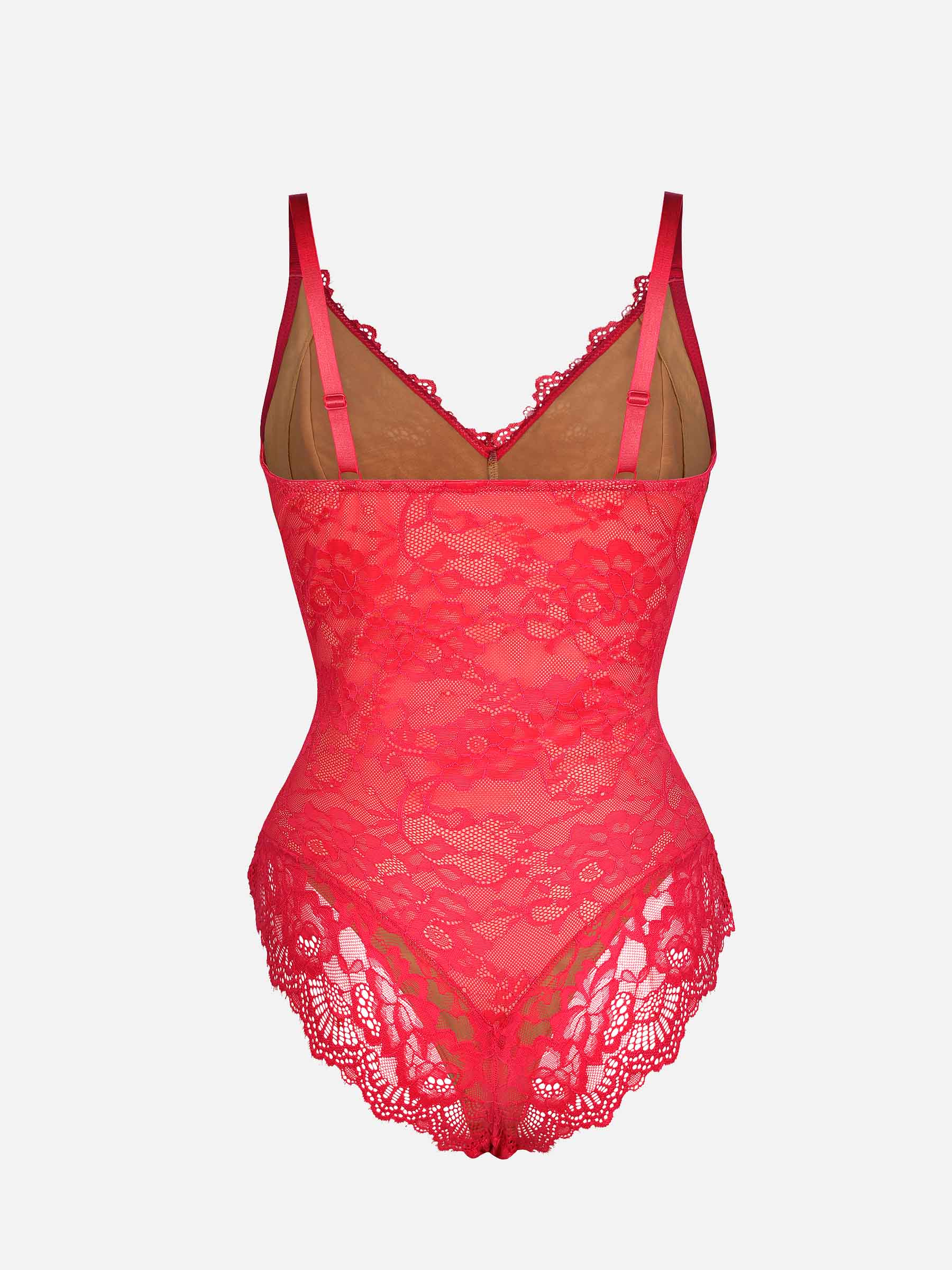 Feelingirl Lace V Neck Full Bodysuit