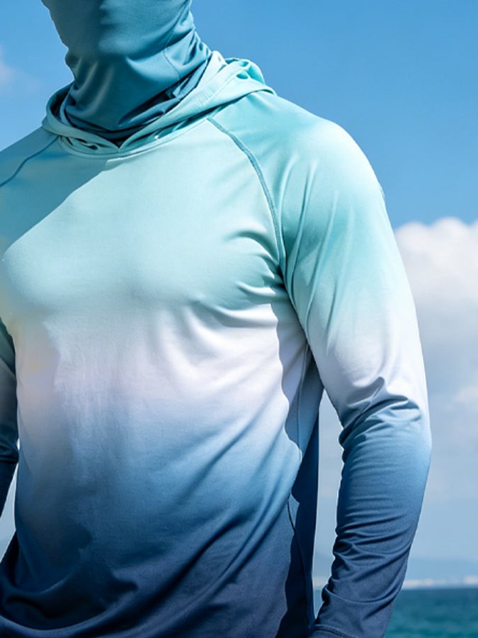 Men's Outdoor Sun Protection Breathable Cool Hooded Sun Protection Long-Sleeved Top