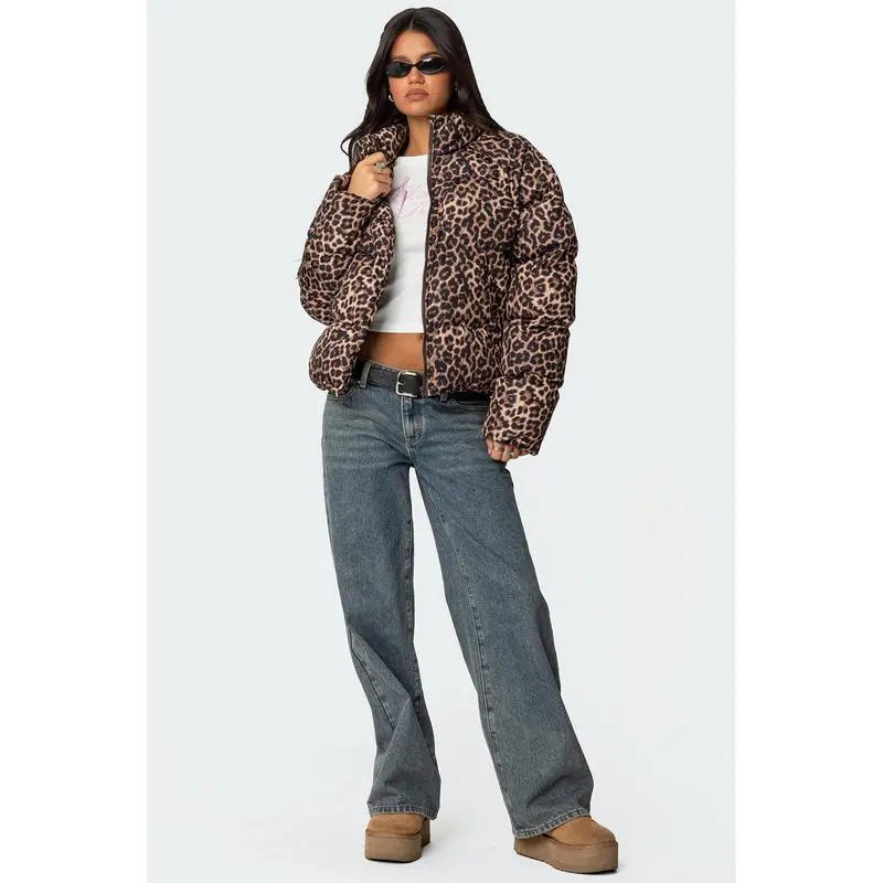 Leopard Printed Puffer Jacket