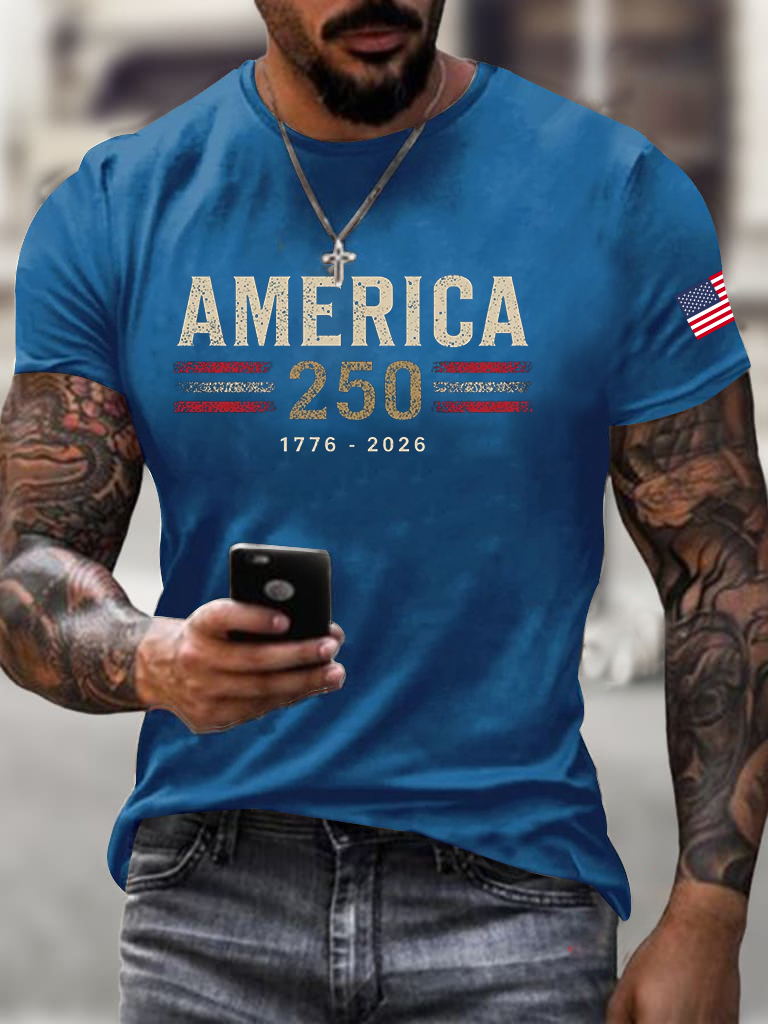 Men'S American Flag Printed Casual T-Shirt