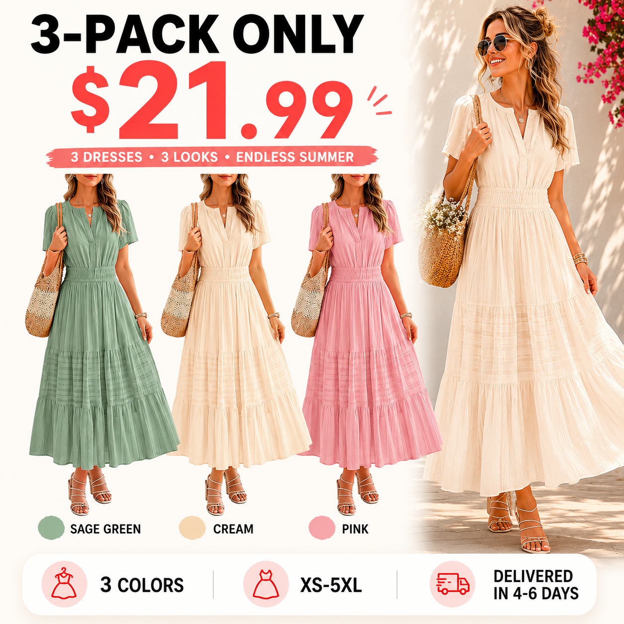 2026 Summer Casual Maxi Dress — Bohemian-Style Dress (With Pockets)