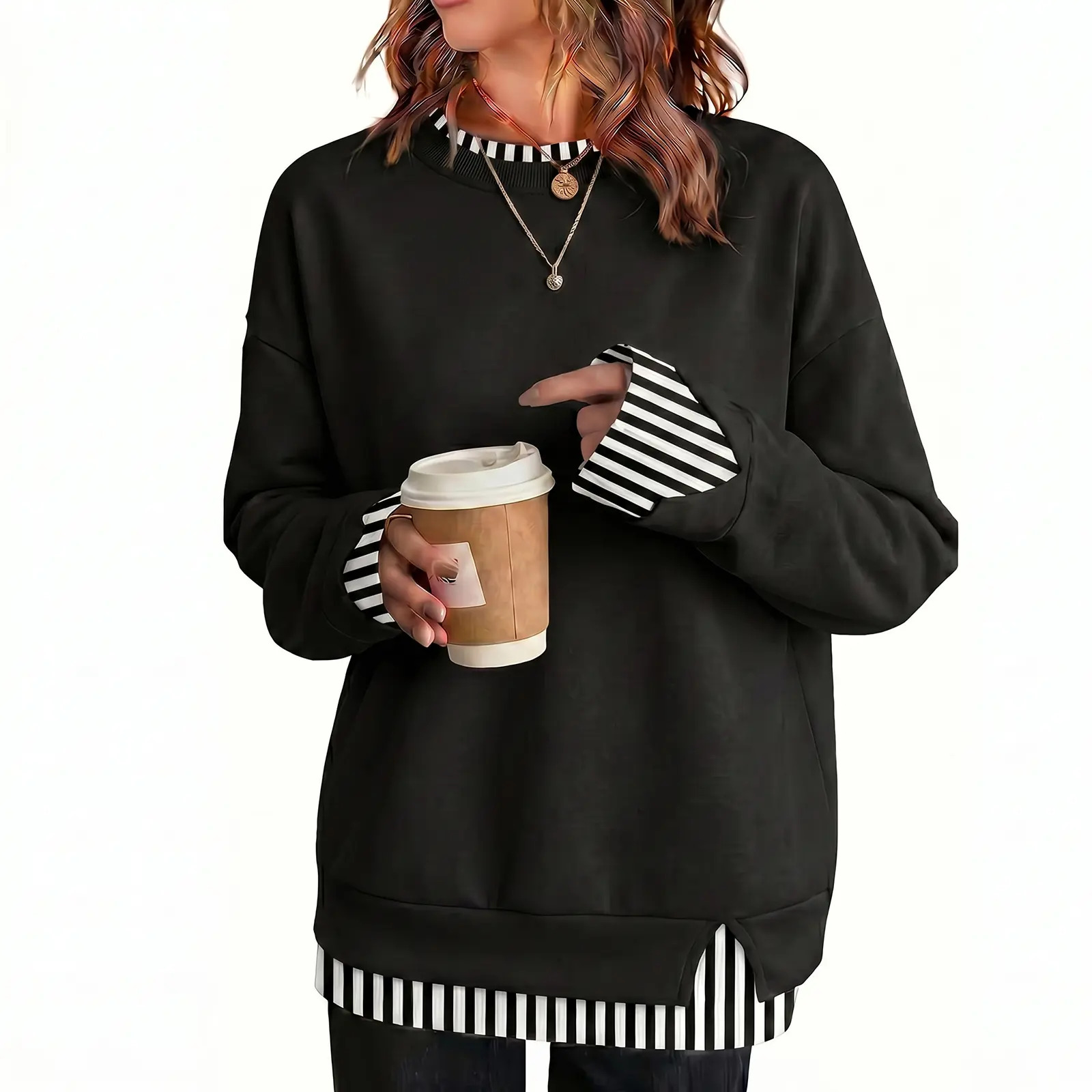 Women's faux-layered style sweatshirt