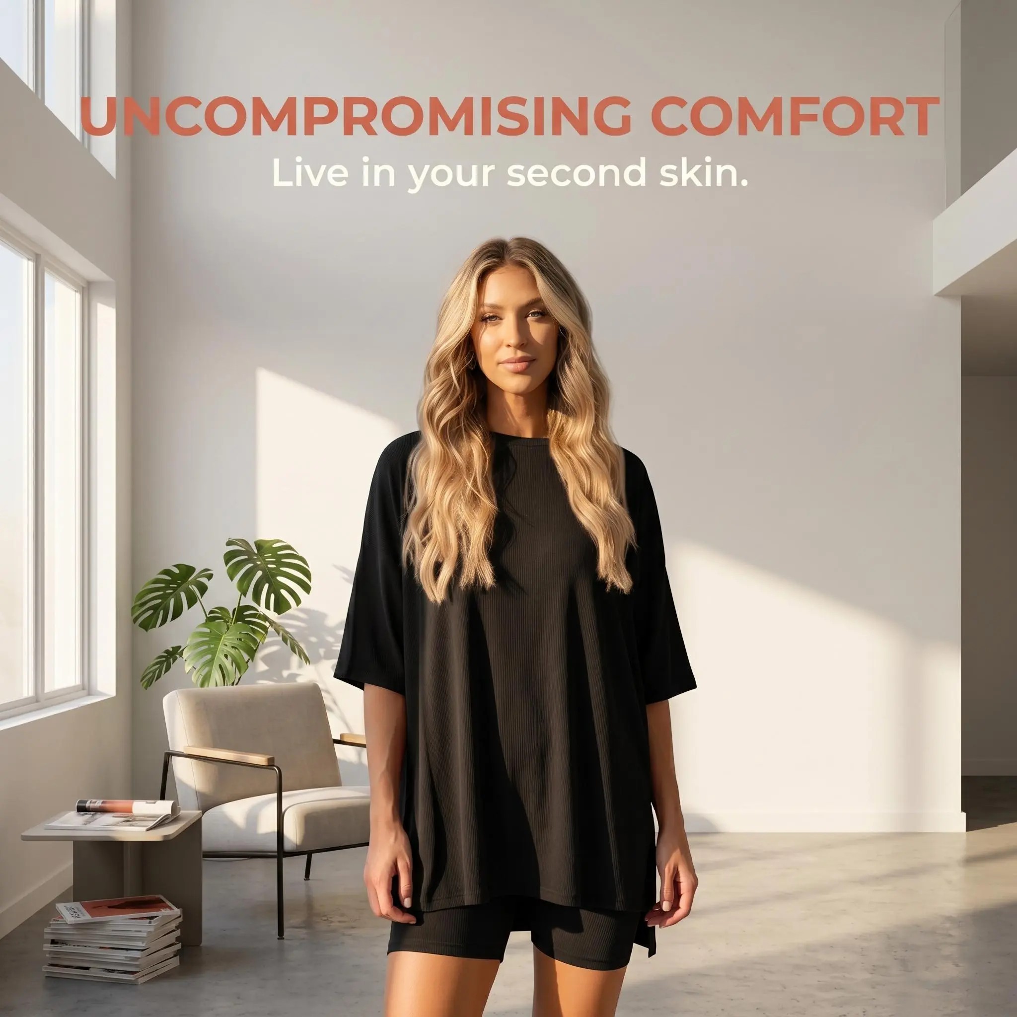 Crewneck Two-Piece Set For Women Summer Casual Oversized Split Hem Shirts & Side Pocket Biker Shorts