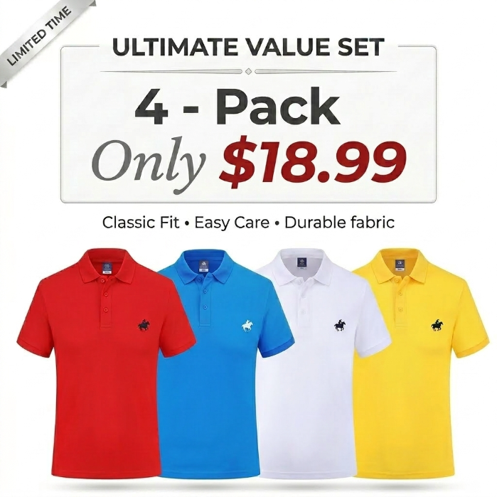🔥Last Day Promotion!🔥Men's 100% Cotton Pique Short Sleeve Polo Shirts
