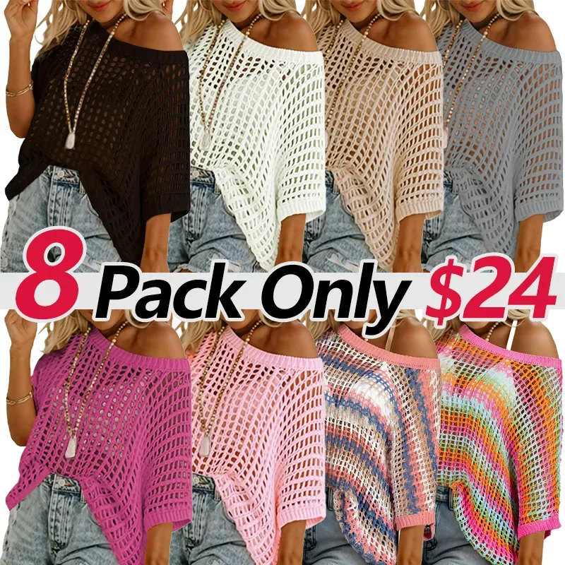 Women's Crochet Hollow-Out Beach Cover-Up & Casual Top
