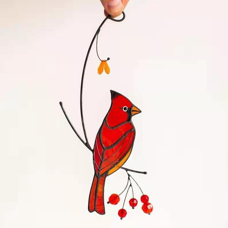 Cardinal Stained Glass Suncatcher