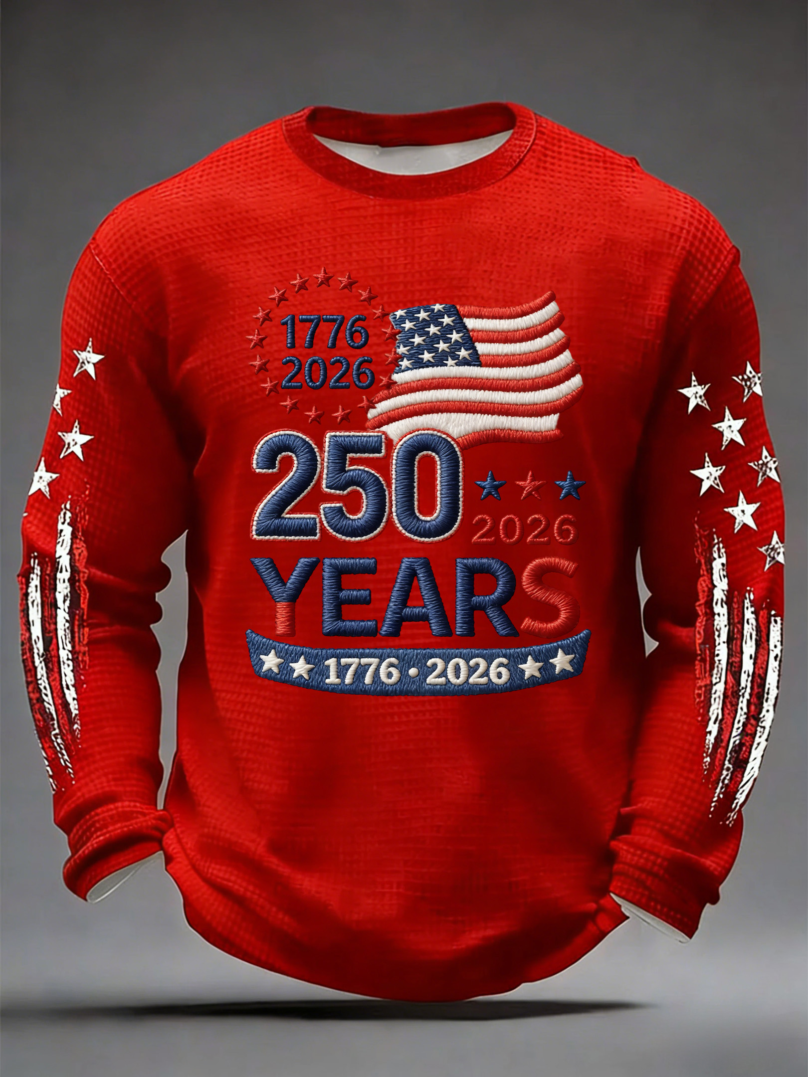 Unisex 250Th Anniversary Celebration Waffle Round Neck Long Sleeve T-Shirt