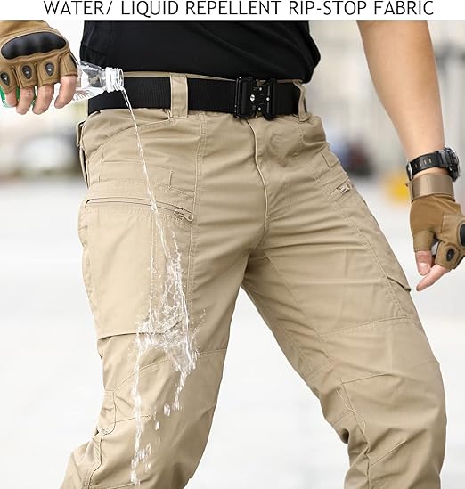 Men's Multi-Functional Tactical Work Pants, Casual Fitted Trousers, Durable Non-Stretch Fabric, Hiking & Outdoor Wear, Zipper Pocket Design, Casual Style