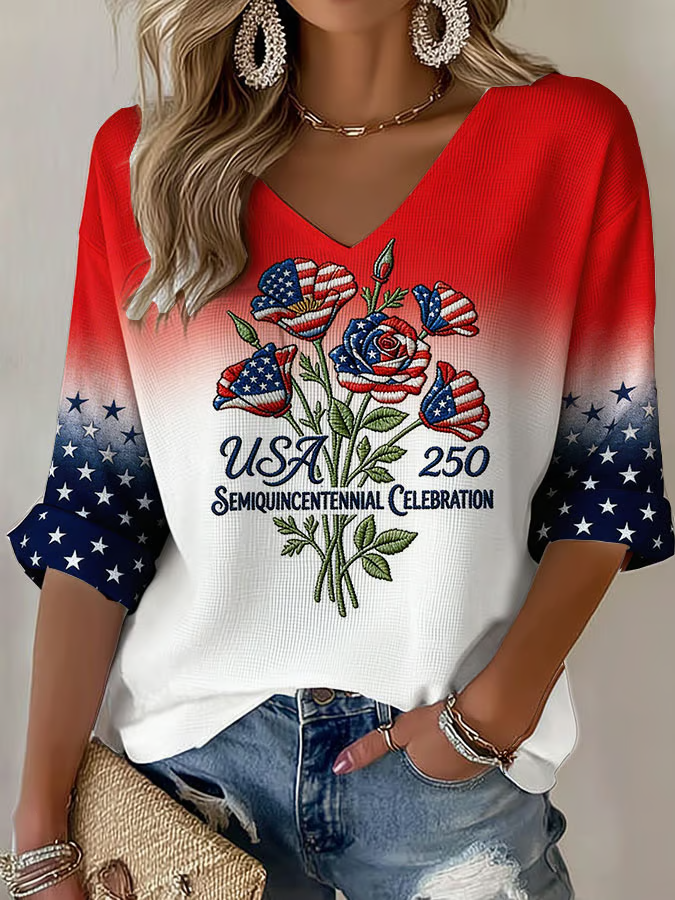 Women'S Casual Retro 250Th Anniversary T-Shirt