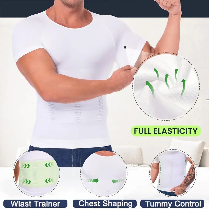 Men Shaping Shirts Body Shaper,Men Short Sleeve Shirt