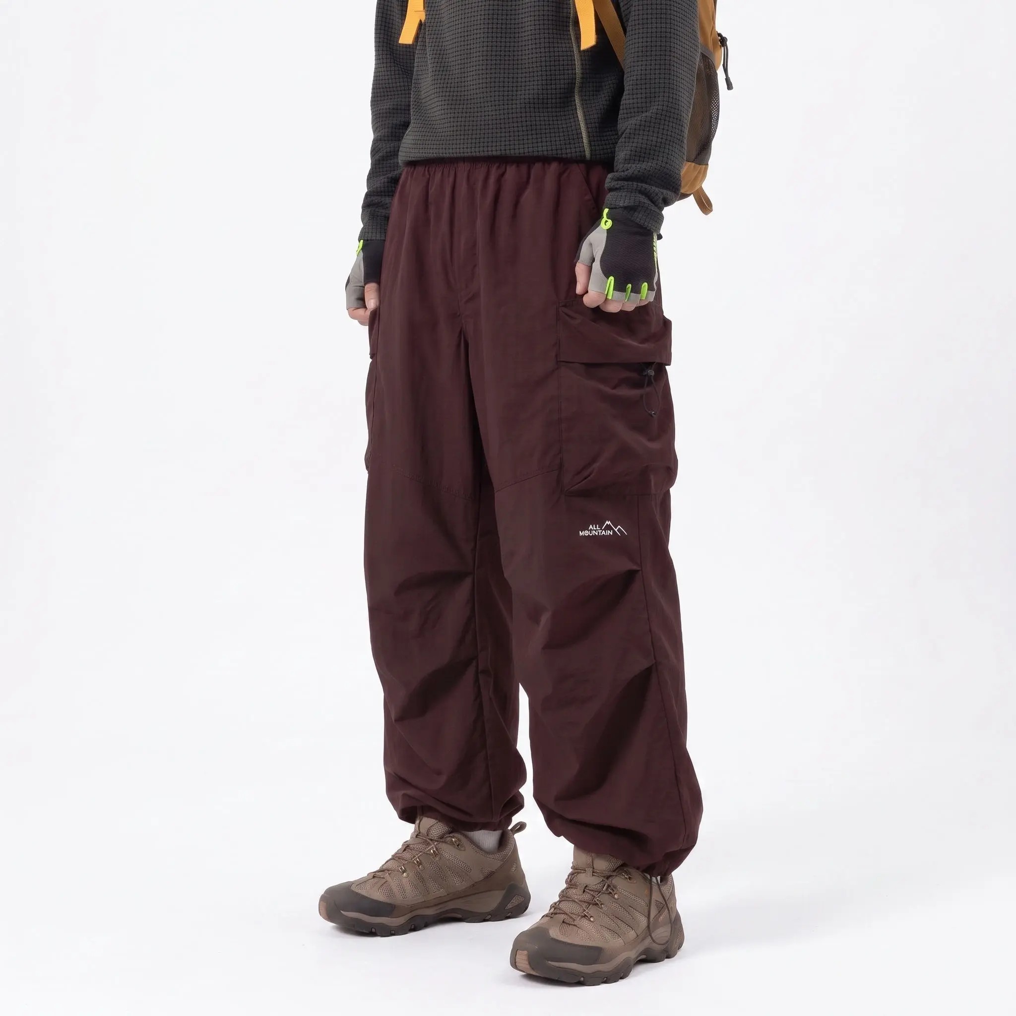 Unisex Baggy Cargo Parachute Pants – Lightweight Water-Resistant Outdoor Hiking Trousers, Loose-Fit Gorpcore Streetwear