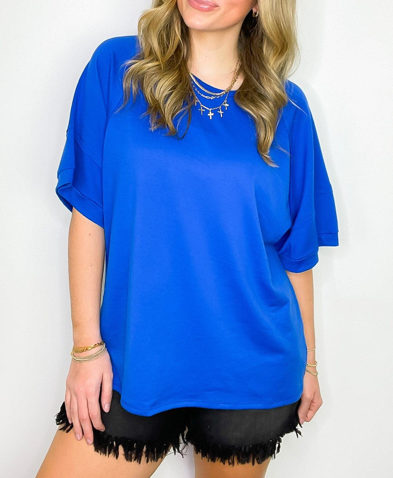 Chill Out Terry Knit Raw Edge Relaxed Top