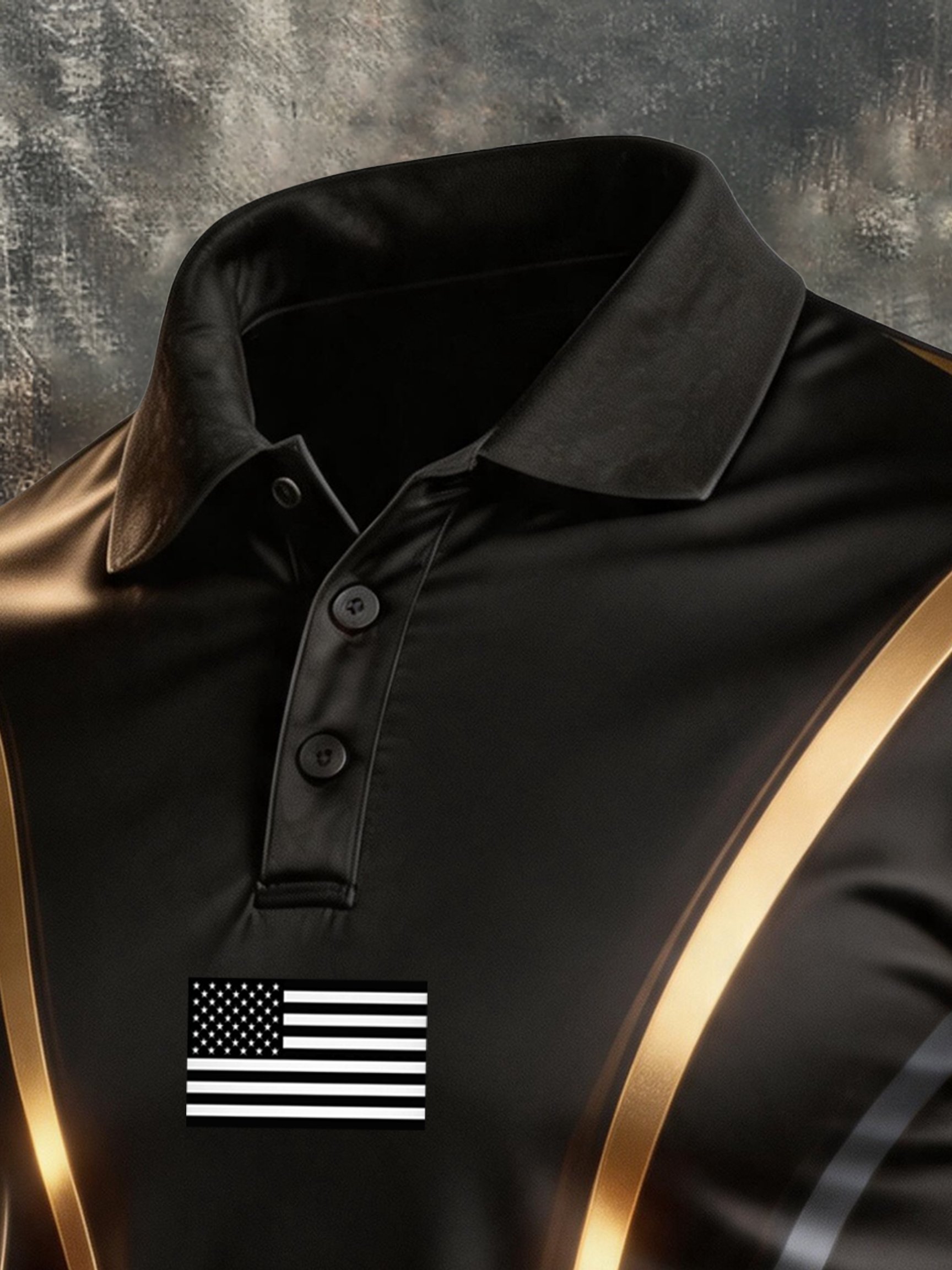 Men's Retro Patriotic Color-Block Short-Sleeve Polo Shirt