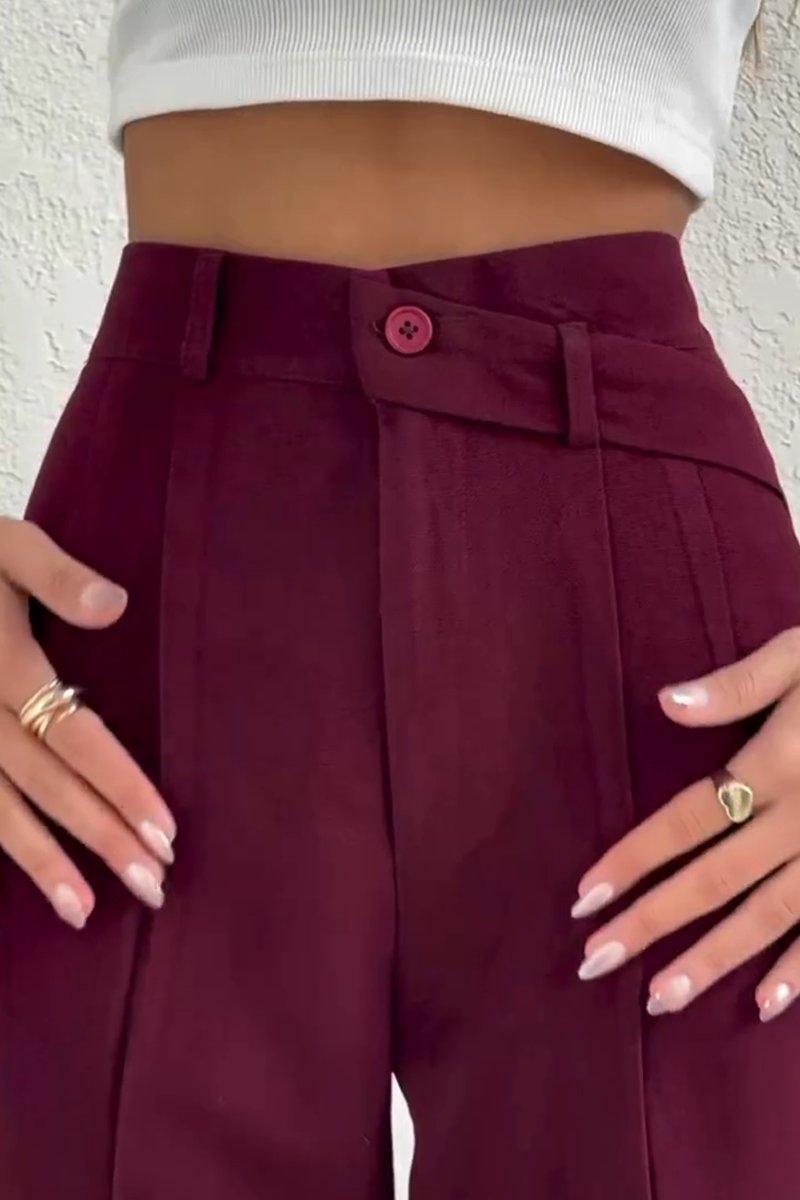 Women's Casual Asymmetric Waist commuting Wide Leg Pants