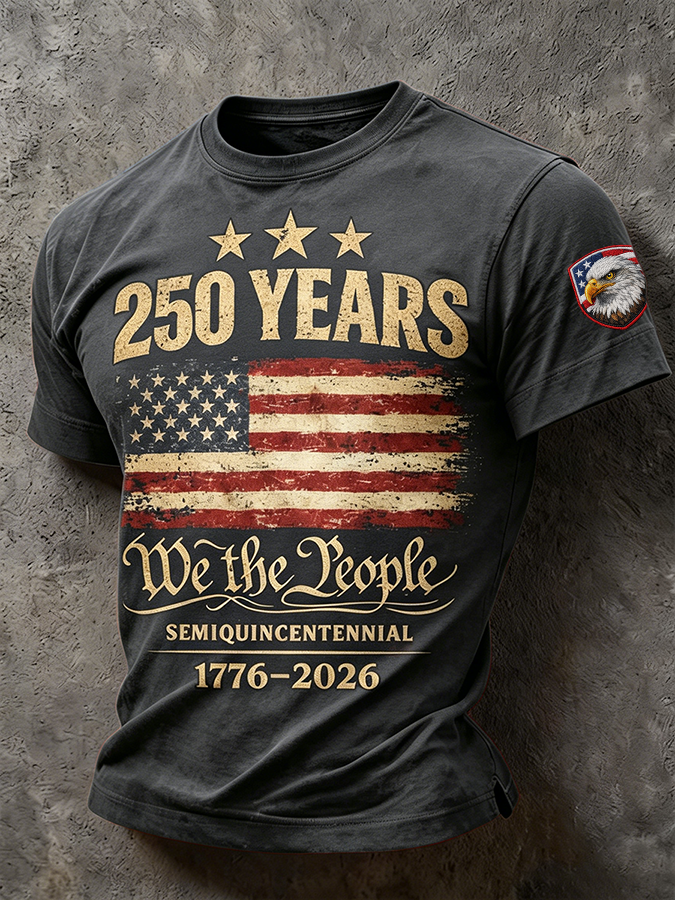 Men's 250 Years We The People Semiquintennial USA Flag T-Shirt